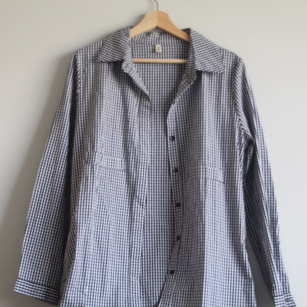 long gingham button up
